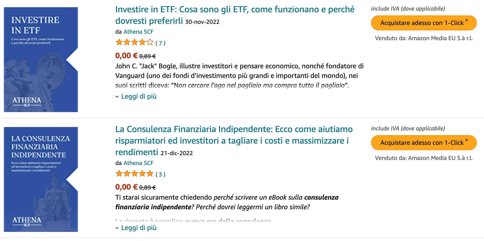 Libri su ETF e consulenza finanziaria indipendente.