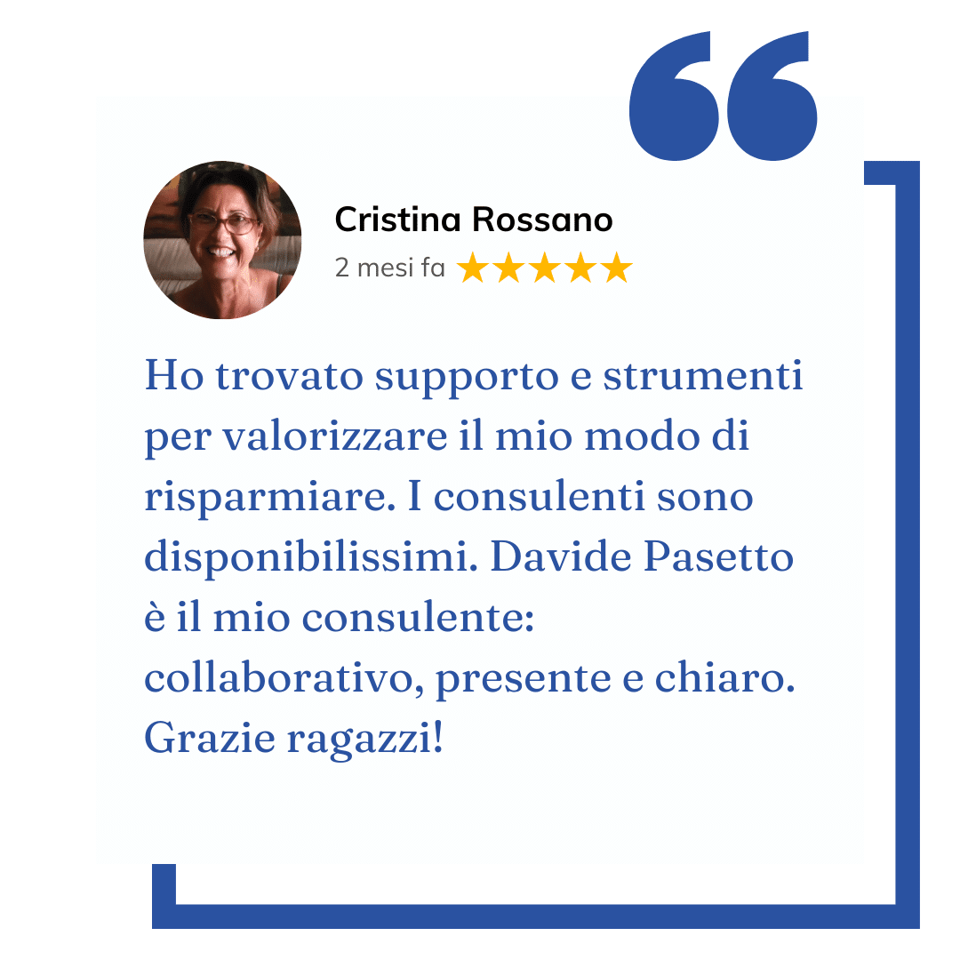 Testimonianza positiva di consulenza finanziaria indipendente Athena SCF.