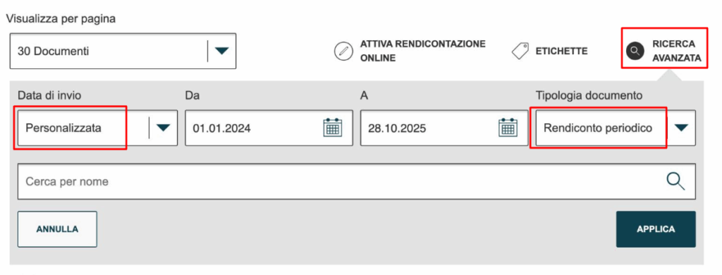 come scaricare rendiconto costi fideuram