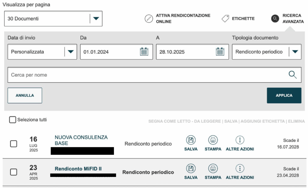come scaricare rendiconto costi fideuram